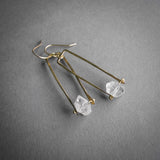 Altar Herkimer Drop Earrings - Brass Jewelry Altar