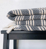 Amante Doxa Turkish Blanket - Beige / Black Stripe Bedding and Bath Amante Marketplace 