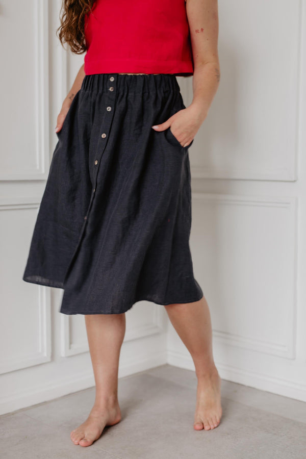 AmourLinen Linen skirt with buttons DAISY Linen skirt AmourLinen 