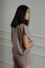 AmourLinen Short sleeve pajama set CLOUD NINE Linen tops AmourLinen 