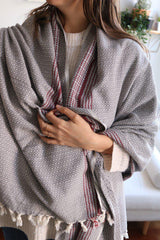 AnatoliCo Matia Handwoven Turkish Blanket / Scarf - Gray Throw Anatoli Co 