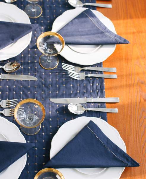Anchal Cross-Stitch Table Runner Navy Anchal Project