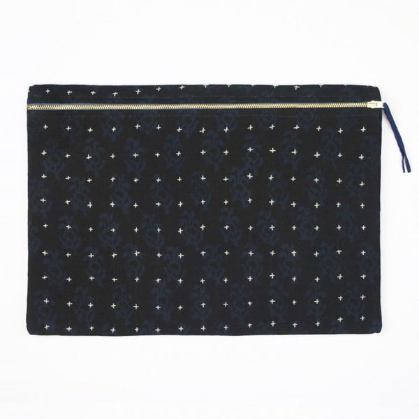 Anchal Large Overdyed Cross-Stitch Black Pouch Anchal Project