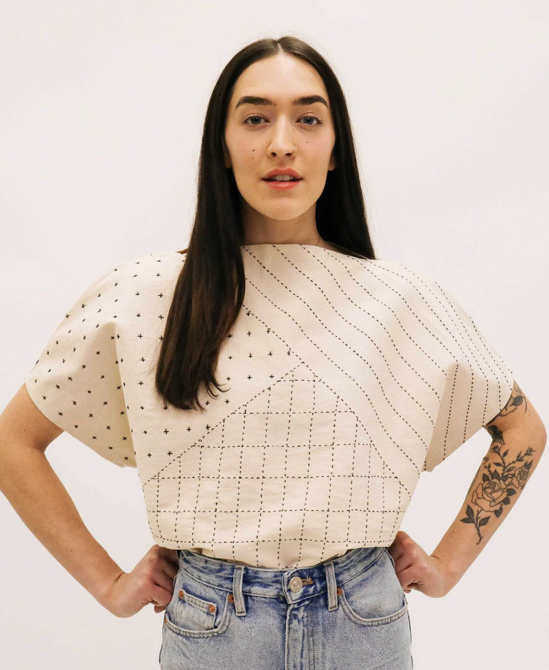 Anchal Project Organic Box Crop Top - Bone Clothing Anchal Project