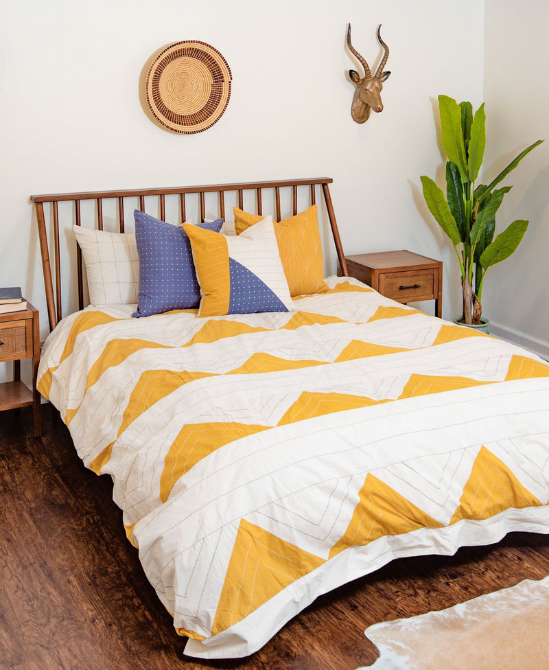 Anchal Project Triangle Duvet Cover - Mustard Bedding Anchal Project 