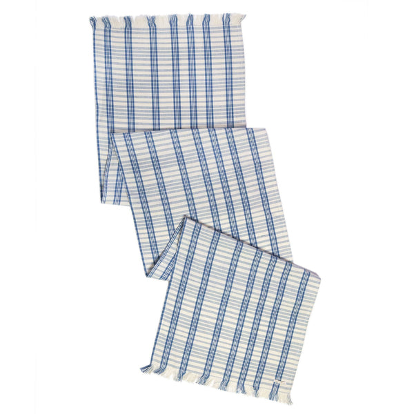 Archive New York Coco Plaid Table Runner in Natural Indigo Archive New York 