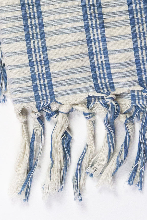 Archive New York Coco Plaid Towel in Natural Indigo Archive New York 