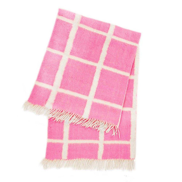 Archive New York Momos Grid Blanket-Rug - Natural White &amp; Neon Pink Archive New York
