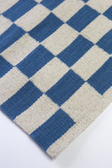 Archive New York Pre-order: Zapotec Checkered Rug in Blue & Ivory Archive New York 