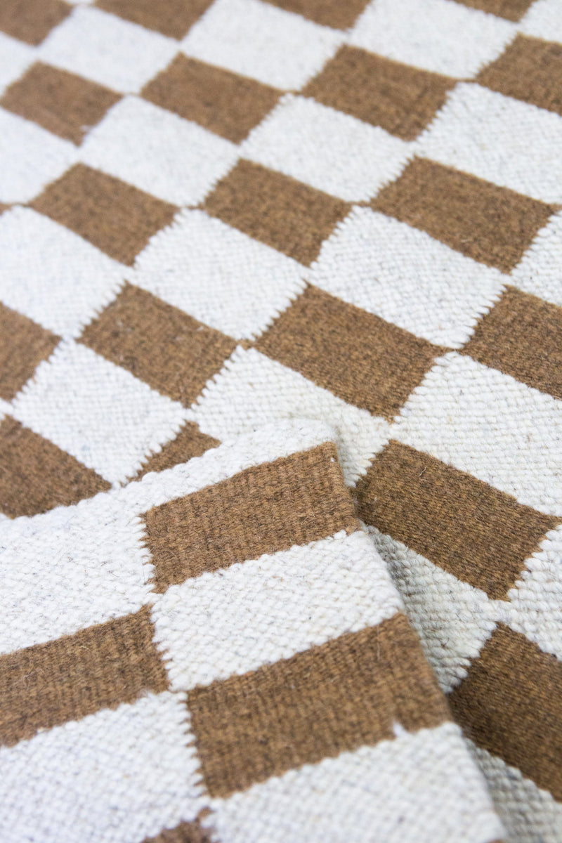 Archive New York Pre-order: Zapotec Checkered Rug in Umber & Ivory Archive New York 