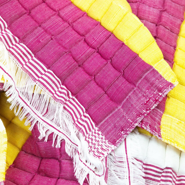Archive New York Quilted Suzani Throw Blanket - Yellow & Pink Stripe Archive New York 