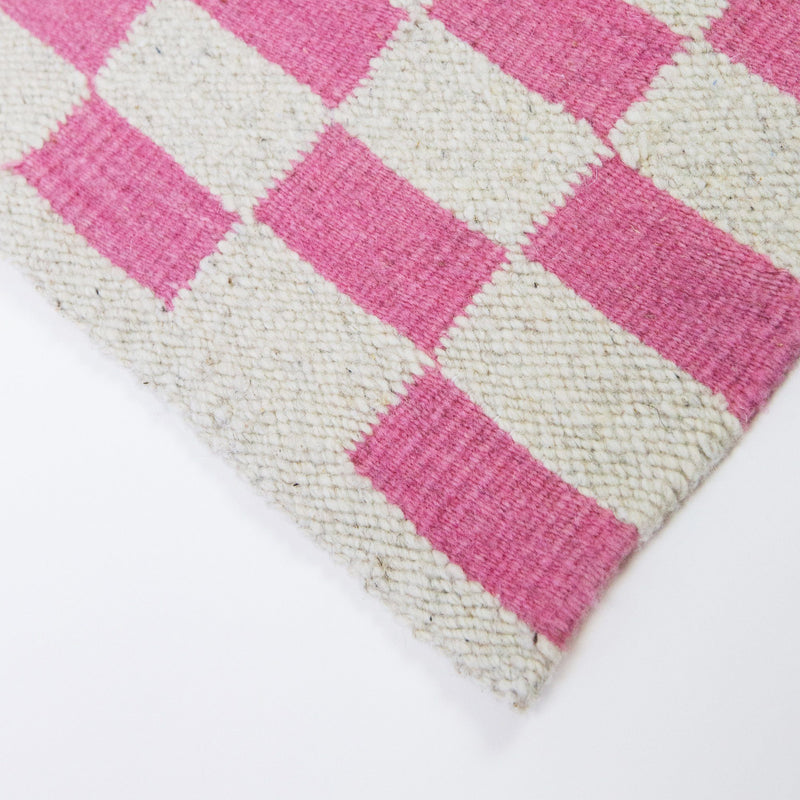 Archive New York Zapotec Checkered Rug in Pink & Ivory Rug Archive New York 