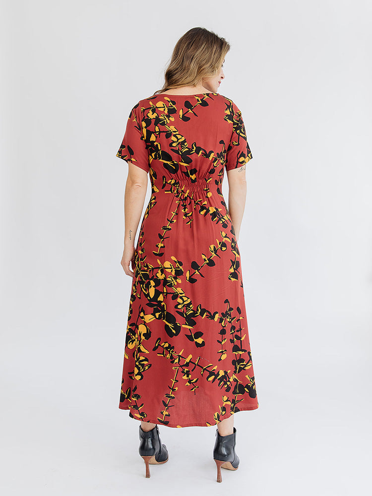 Artsy Traveler Eucalyptus Spice Tencel Midi Dress Dresses Mata Traders 