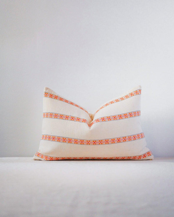 Asima Organic Cotton Throw Pillow Cover - Orange and Cream Home Decor Soil to Studio 