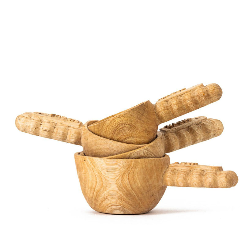 Hand Carved Wooden Ruby Measuring Cup Set
