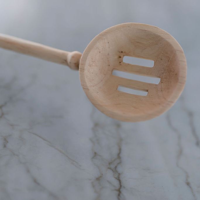 Azizi Life Hand Carved Wooden Spoon - Merideth Slotted Spoon MW Wooden Spoons Azizi Life 