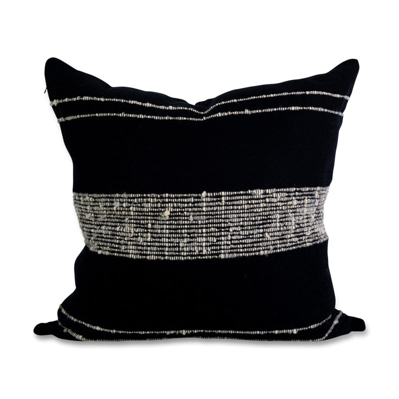 Azulina Home Bogota Pillow - Black with Ivory Stripes Pillows Azulina Home 