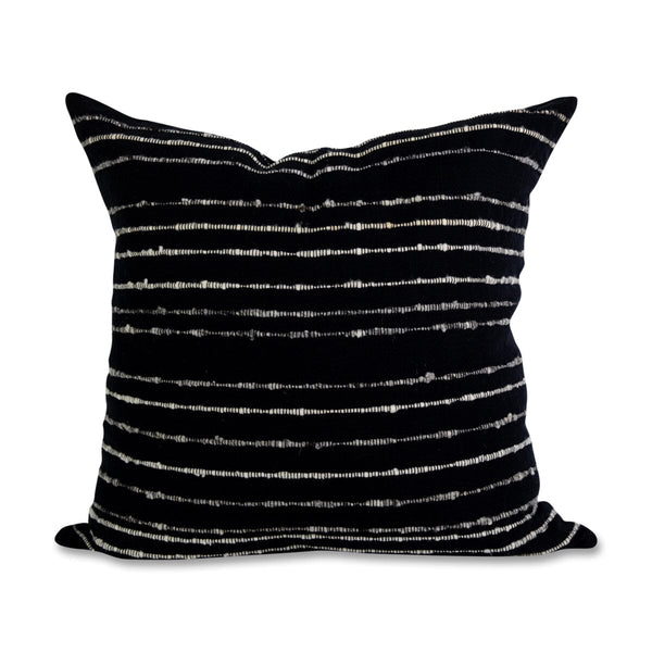 Azulina Home Carmen Pillow - Black with Grey/Ivory Stripes Pillows Azulina Home 
