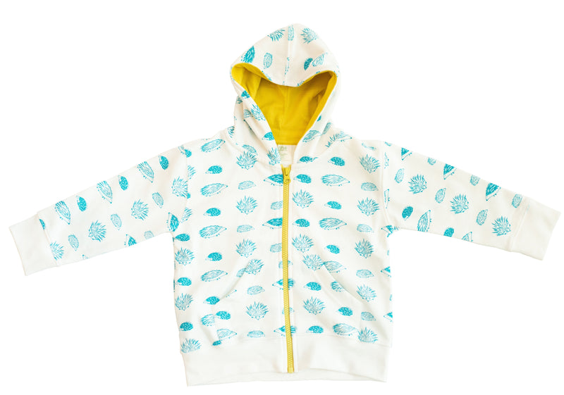 Baby Porcupine Hoodie - Celery + Teal clothing Mirasa Design 