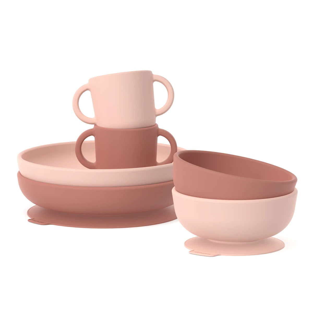 EKOBO Silicone Suction Bowl Set Blush / Terracotta