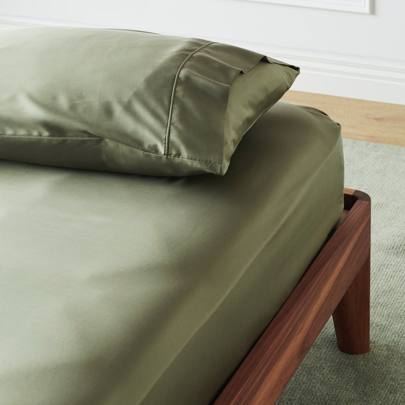 Bamboo Sateen Fitted Sheet Fitted Sheets Ettitude Full Moss 