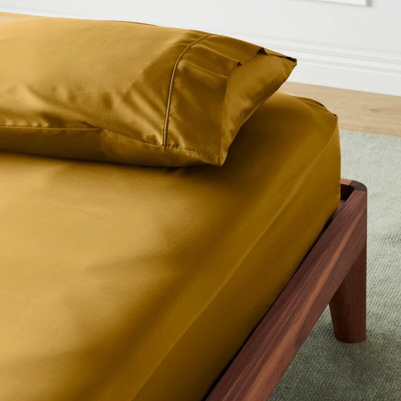 Bamboo Sateen Fitted Sheet Fitted Sheets Ettitude Queen Saffron Yellow 