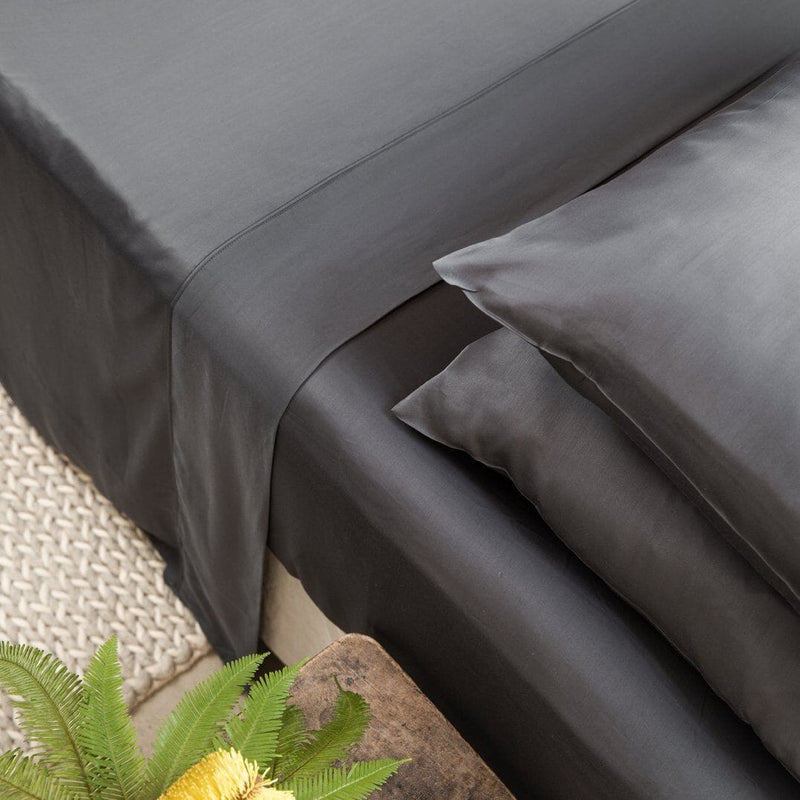Bamboo Sateen Fitted Sheet Fitted Sheets Ettitude Twin XL Slate Gray 