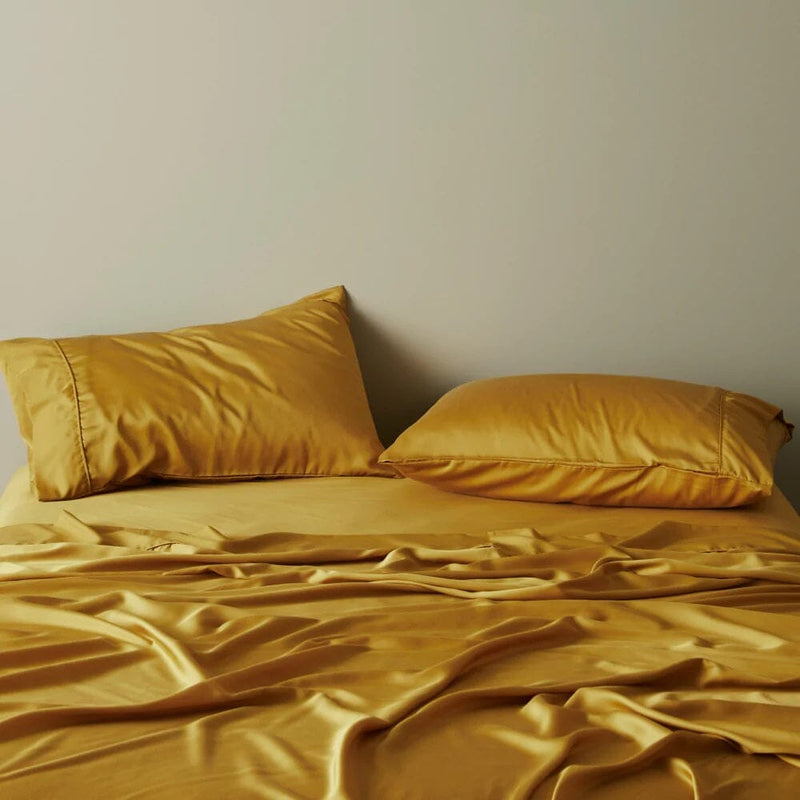 Bamboo Sateen Pillowcase Set Pillowcases Ettitude Standard Saffron Yellow 
