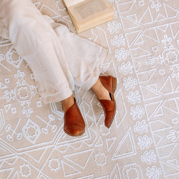Beige Pendant Hand-knotted Wool Carpet Rugs Kiliim 