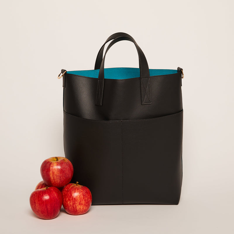 Black Gala Apple Leather Tote II Tote Bags Allégorie 