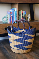 Blue Volta Wing Shopper Basket Bags Swahili African Modern 