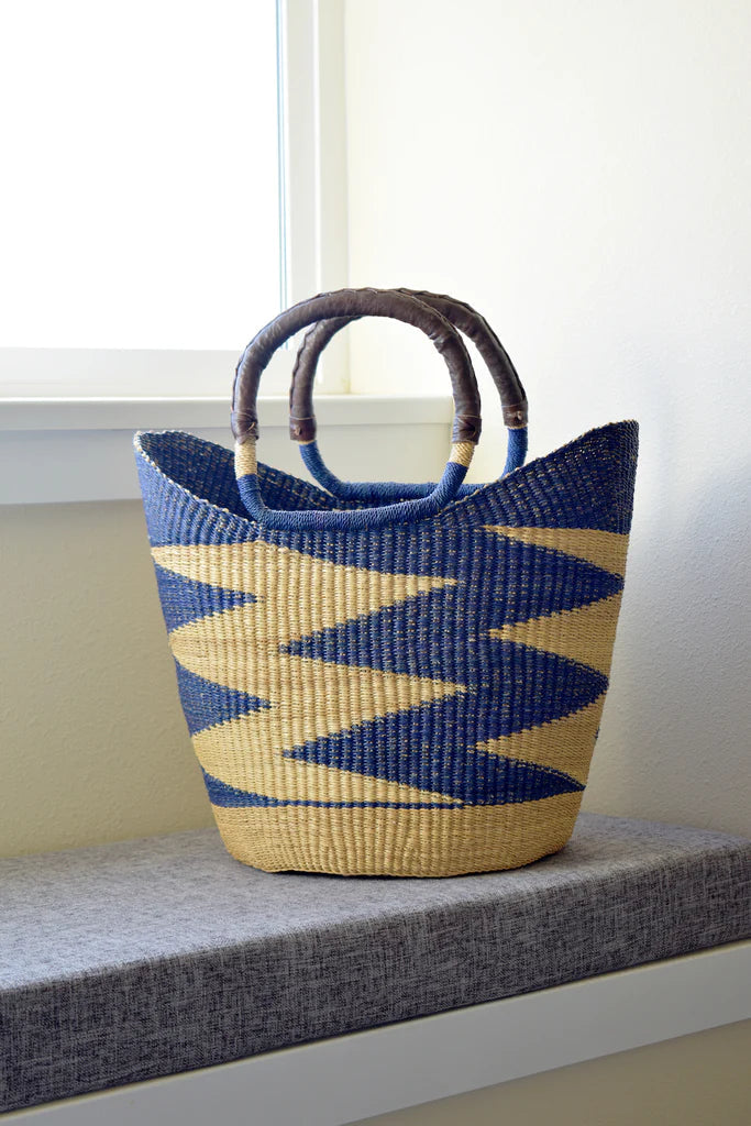 Blue Volta Wing Shopper Basket Bags Swahili African Modern 