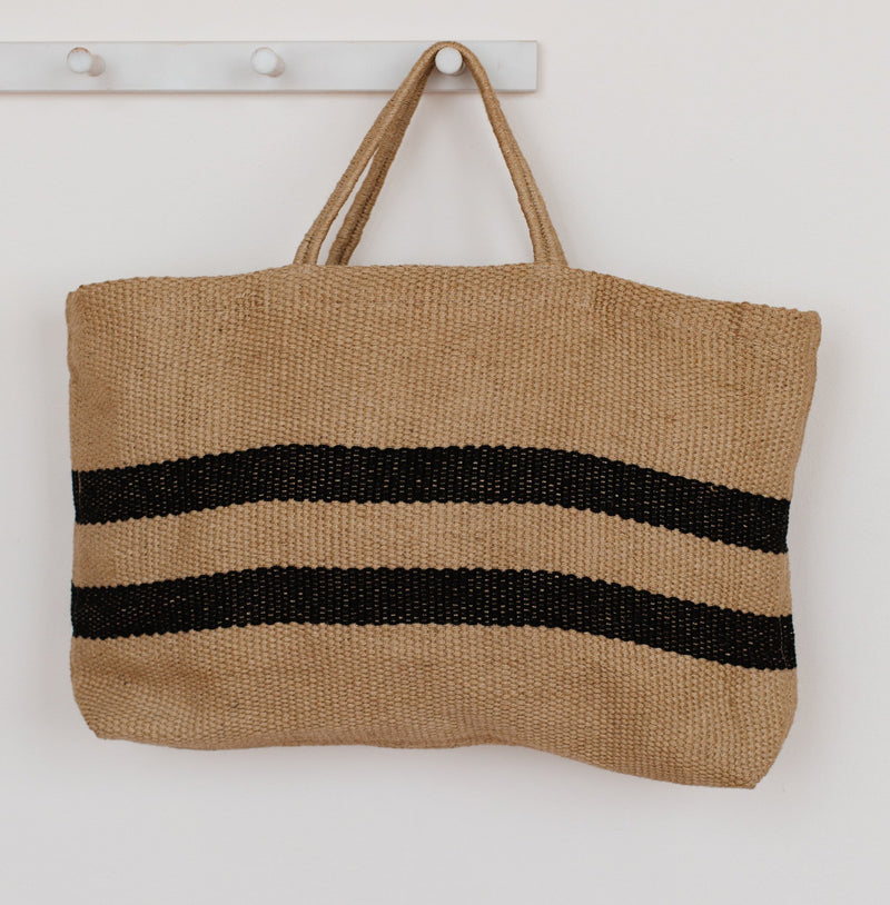 Breton Wide Jute Market Shopper Bag Shopper Bags Will & Atlas Double Stripe 