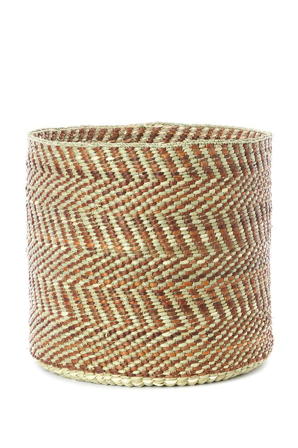 Brown & Natural Maila Milulu Reed Baskets Swahili African Modern Small 