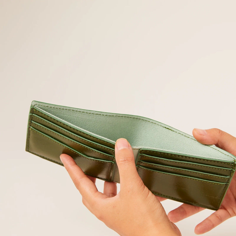 Cactus Leather Bifold Wallet | Vegan, Ethically Made & Sustainable | Vegan Leather (Green) by Allgorie