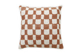 Casa Amarosa Aaakar Checkered BlockPrinted Throw Pillow, Rust 18x18 inch CUSHIONS Casa Amarosa 