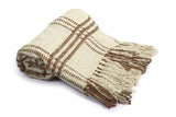 Casa Amarosa Cotton Boucle Large Check Pattern Throw Blanket - Brown THROWS Casa Amarosa 