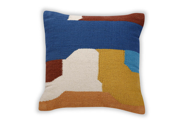 Handcrafted Earth Stripe Accent Pillow, Rust - 18x18 inch With