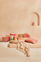 Casa Amarosa Leh Handcrafted Throw Pillow, Pink & Blue - 18x18 inch CUSHIONS Casa Amarosa 