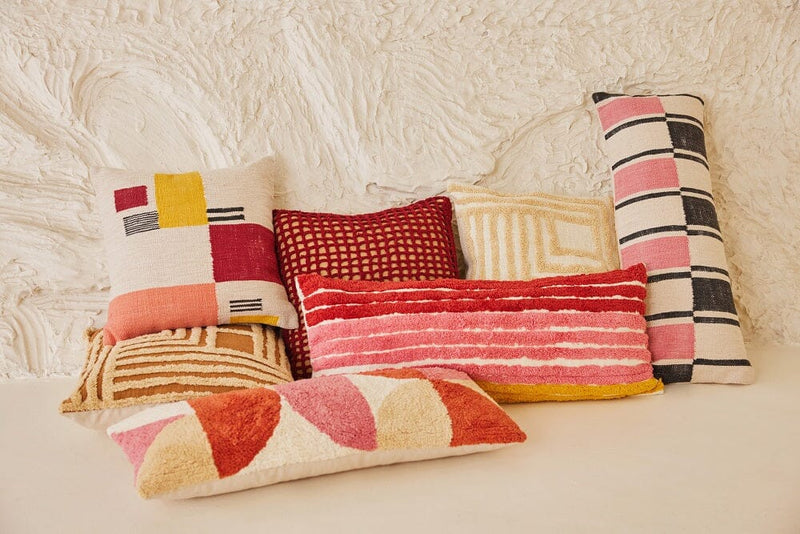 Casa Amarosa Rani Handwoven Patch Pillow, Pink - 18x18 Inch CUSHIONS Casa Amarosa 