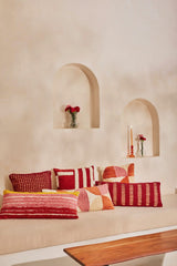 Casa Amarosa Tarika Net Crochet Accent Pillow, Wine Red - 18x18 Inch CUSHIONS Casa Amarosa 