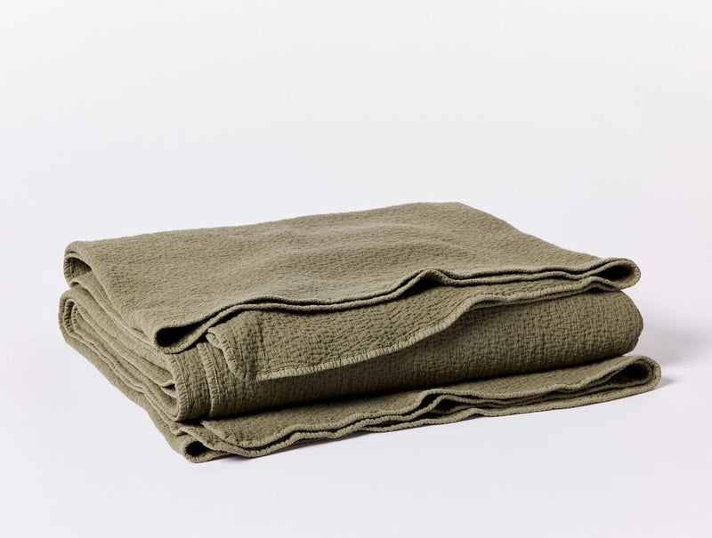 Cascade Matelasse Blanket Blankets Coyuchi Twin Moss 