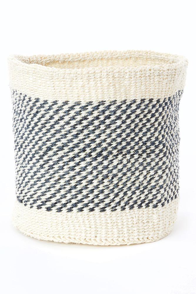 Charcoal and Cream Twill Sisal Nesting Baskets Swahili African Modern 