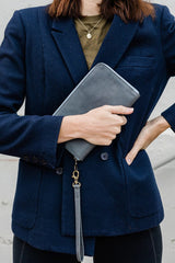 Charcoal Zipper Wallet Wristlet Clutch Bags Purse & Clutch 
