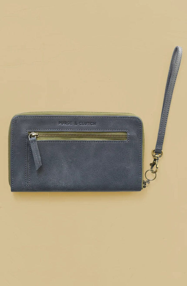 Charcoal Zipper Wallet Wristlet Clutch Bags Purse & Clutch Green 