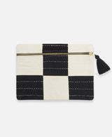 Checkered Pouch Clutch Clutches Anchal Charcoal 