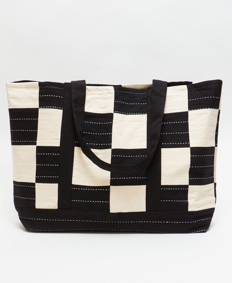 Checkered Tote Tote Bags Anchal Charcoal 