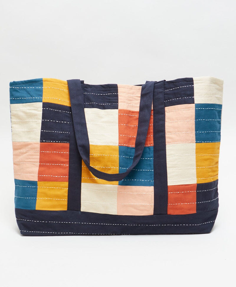 Checkered Tote Tote Bags Anchal Cobalt 