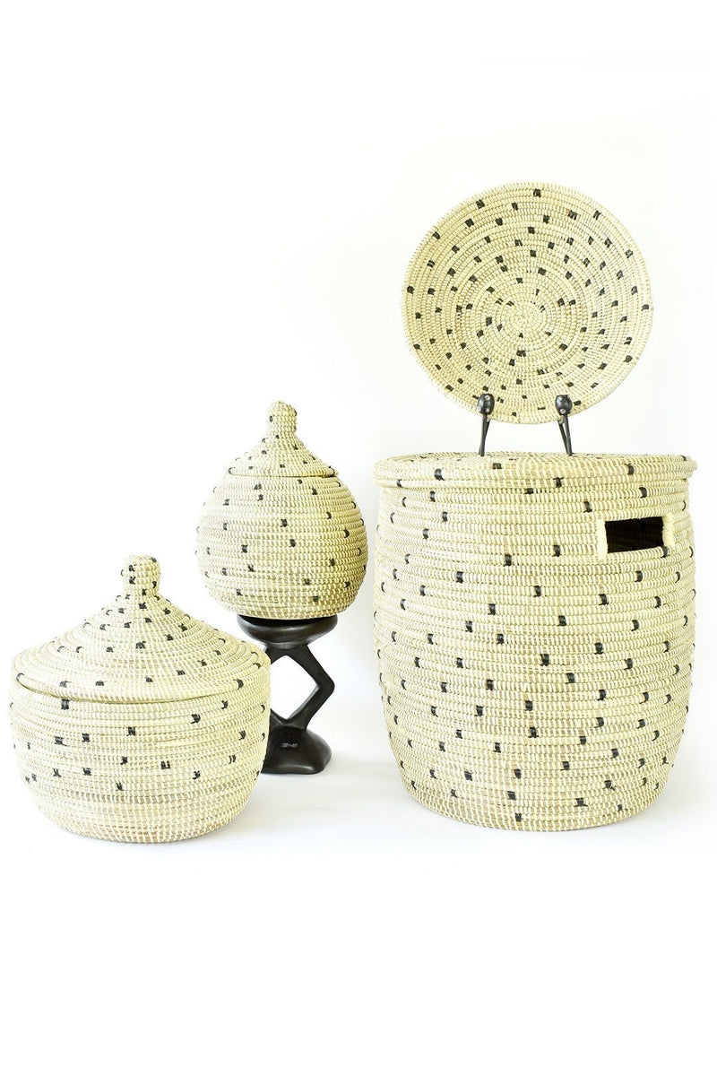 Cookies & Cream Flat Lid Storage Basket Baskets Swahili African Modern 
