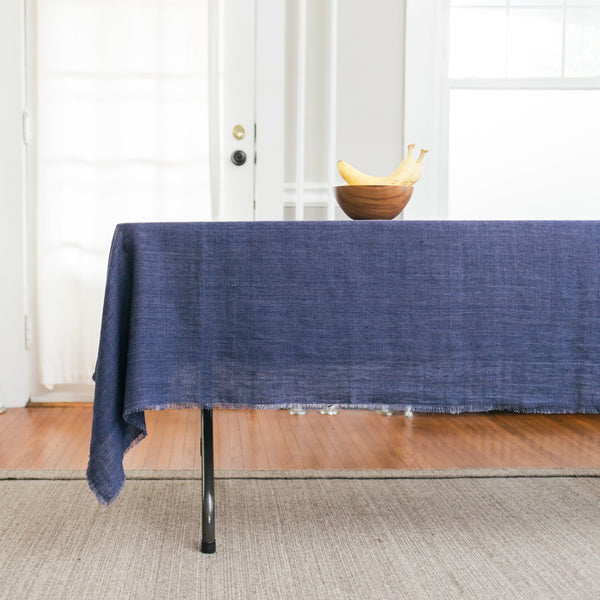 Creative Women Stone Washed Linen Tablecloth - Navy Creative Women 